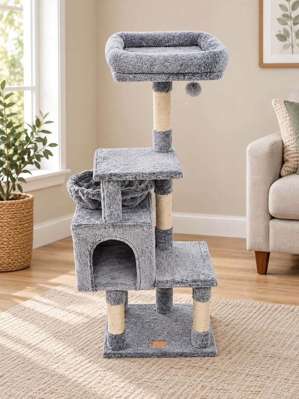 Heybly Cat Tree Tower Multi-Level Activity Center Grey